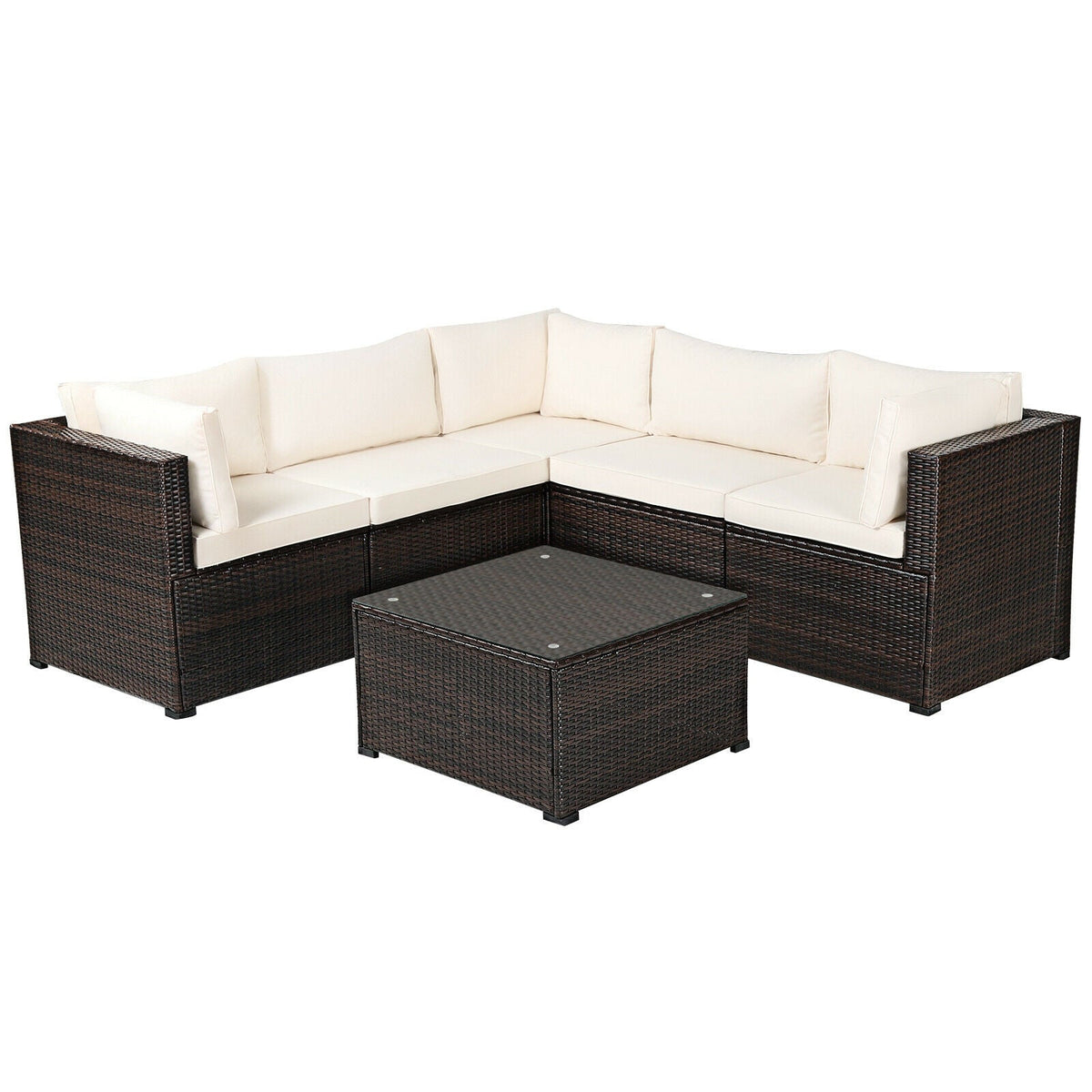 6 Pieces Patio Furniture Sofa Set with Cushions for Outdoor