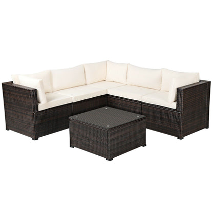 6 Pieces Patio Furniture Sofa Set with Cushions for Outdoor