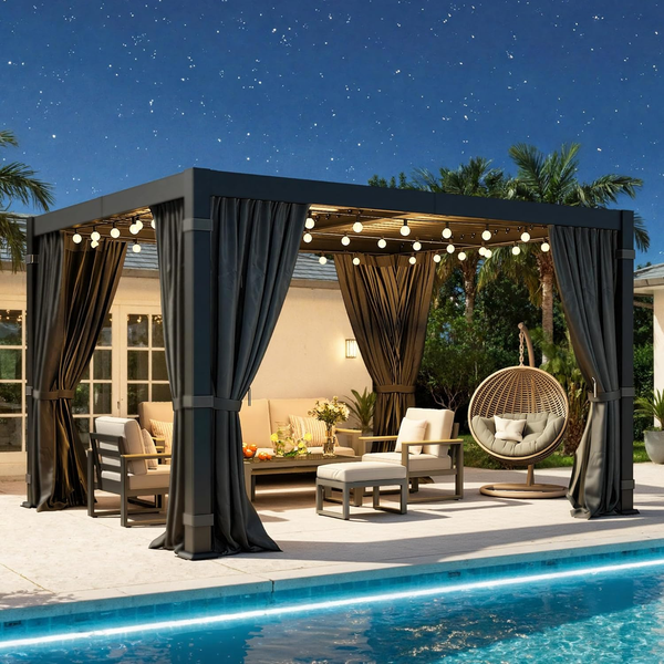 10' X 12' Pergola with Adjustable Louvered Roof and Aluminum Frame