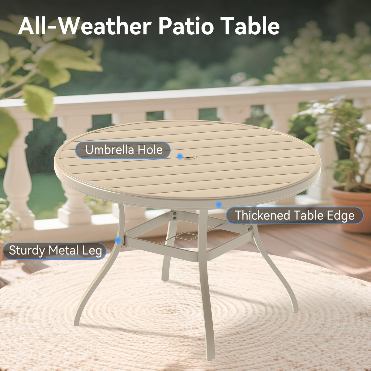 Outdoor Patio Furniture Set for 4 with Swivel Chairs - Waterproof, UV-Resistant