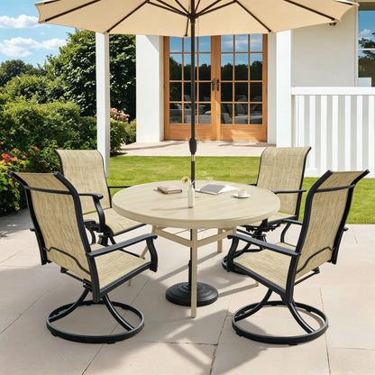 Outdoor Patio Furniture Set for 4 with Swivel Chairs - Waterproof, UV-Resistant