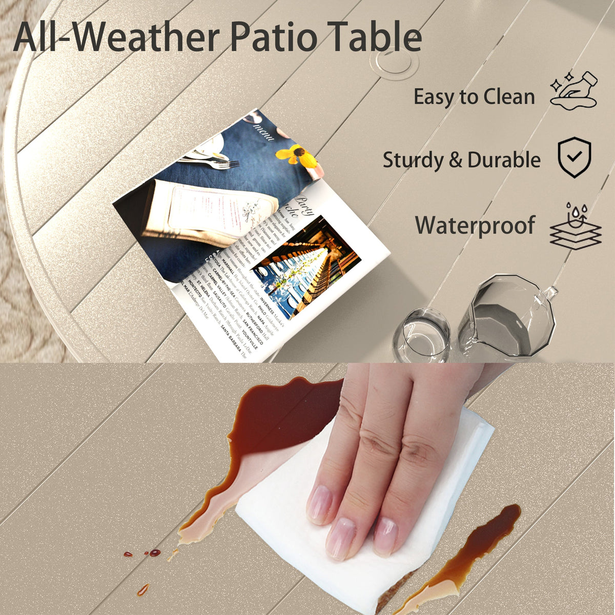 Outdoor Patio Furniture Set for 4 with Swivel Chairs - Waterproof, UV-Resistant