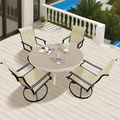 Outdoor Patio Furniture Set for 4 with Swivel Chairs - Waterproof, UV-Resistant