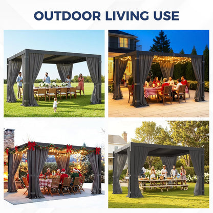 10' X 12' Pergola with Adjustable Louvered Roof and Aluminum Frame