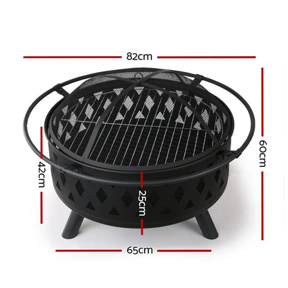 Fire Pit BBQ Charcoal Grill Ring Portable Outdoor Kitchen Fireplace