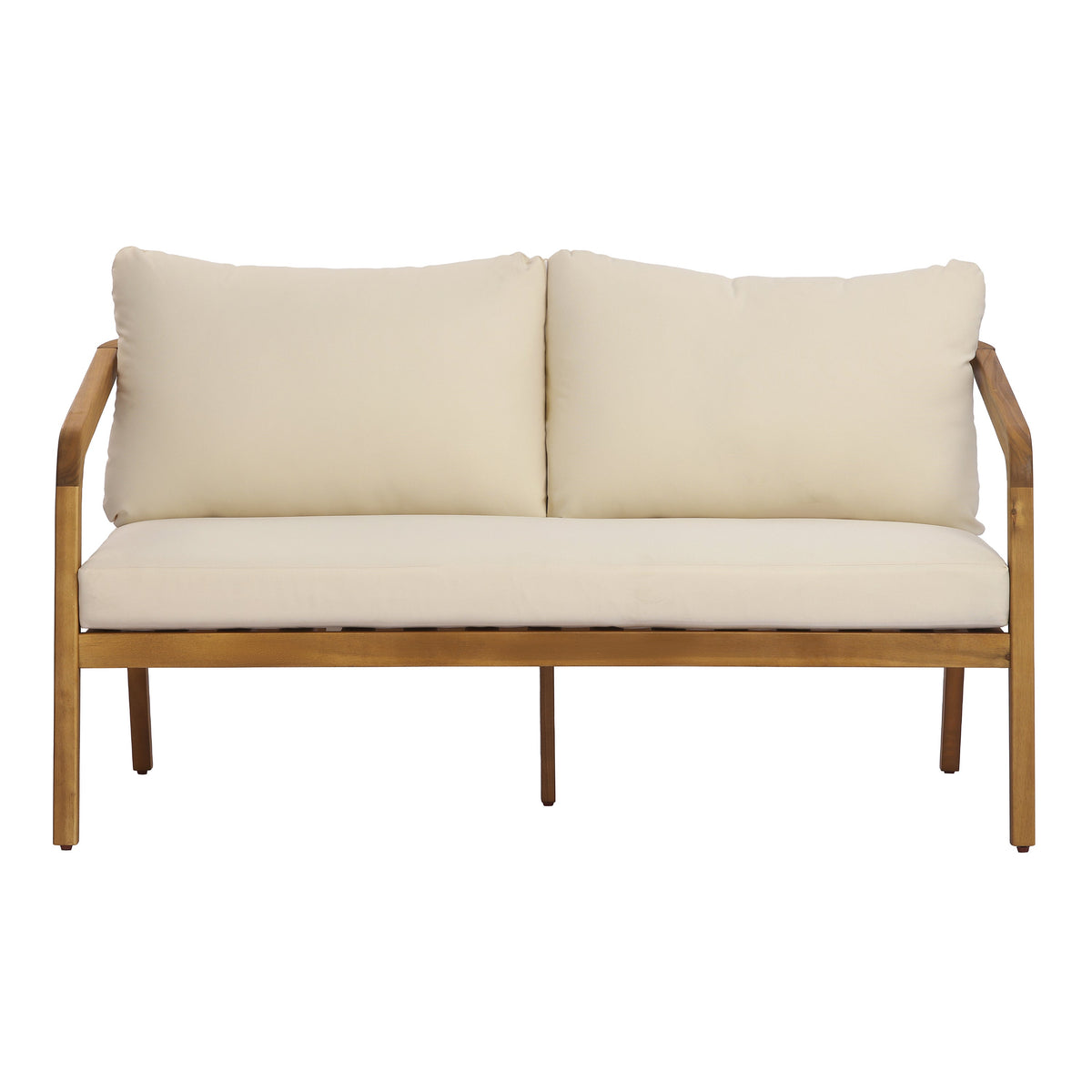 4-Piece Outdoor Patio Furniture Set with Comfort Cushions - Acacia Wood & Wicker
