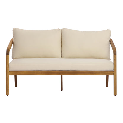 4-Piece Outdoor Patio Furniture Set with Comfort Cushions - Acacia Wood & Wicker