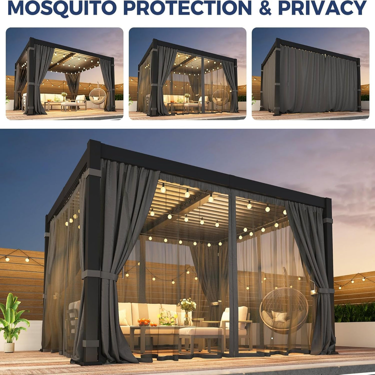 10' X 12' Pergola with Adjustable Louvered Roof and Aluminum Frame