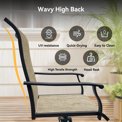 Outdoor Patio Furniture Set for 4 with Swivel Chairs - Waterproof, UV-Resistant