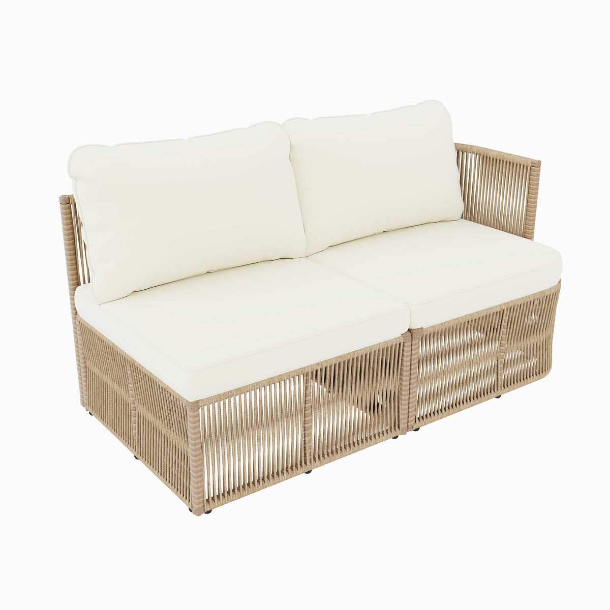 Outdoor PE Rattan Patio Furniture Set with Iron Frame - Dark Beige
