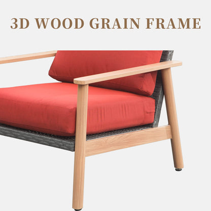 Outdoor Wicker Patio Furniture Set 4 Pieces with Aluminum Frame - Red