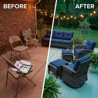 Patio Furniture Set 6-Piece Outdoor Patio Conversation Set with Blue Cushions Lawn Furniture — Before & After